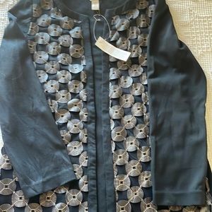 Chicos Black & Brown Long Open Blazer